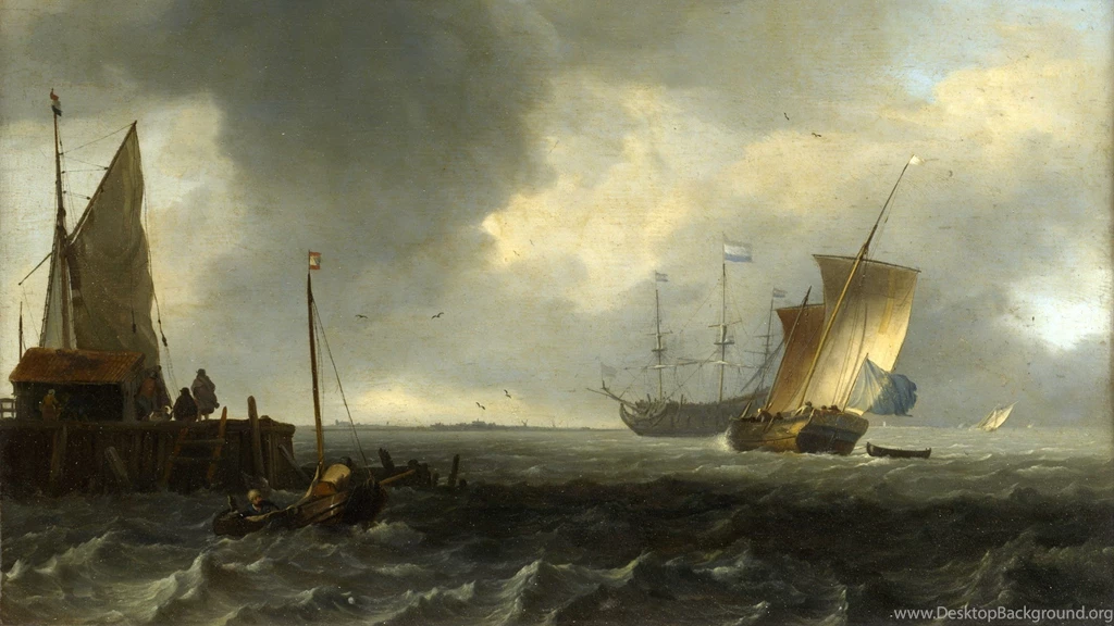 Download Wallpapers 3840x2160 Bakhuizen, Dutch Coast, Oil, Canvas ...