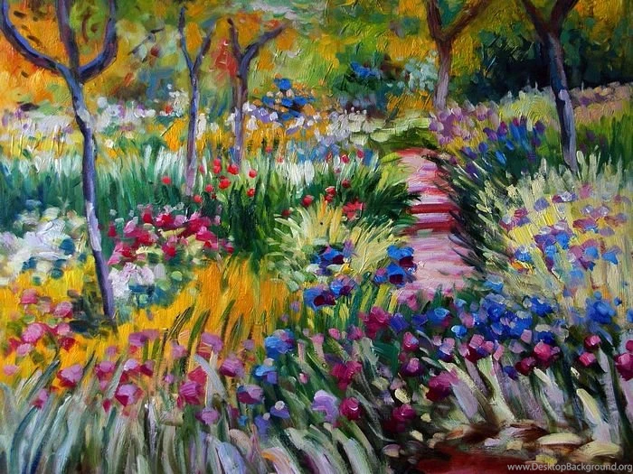 Claude Monet Painting : The Iris Garden At Giverny 1600*1200 9 ...