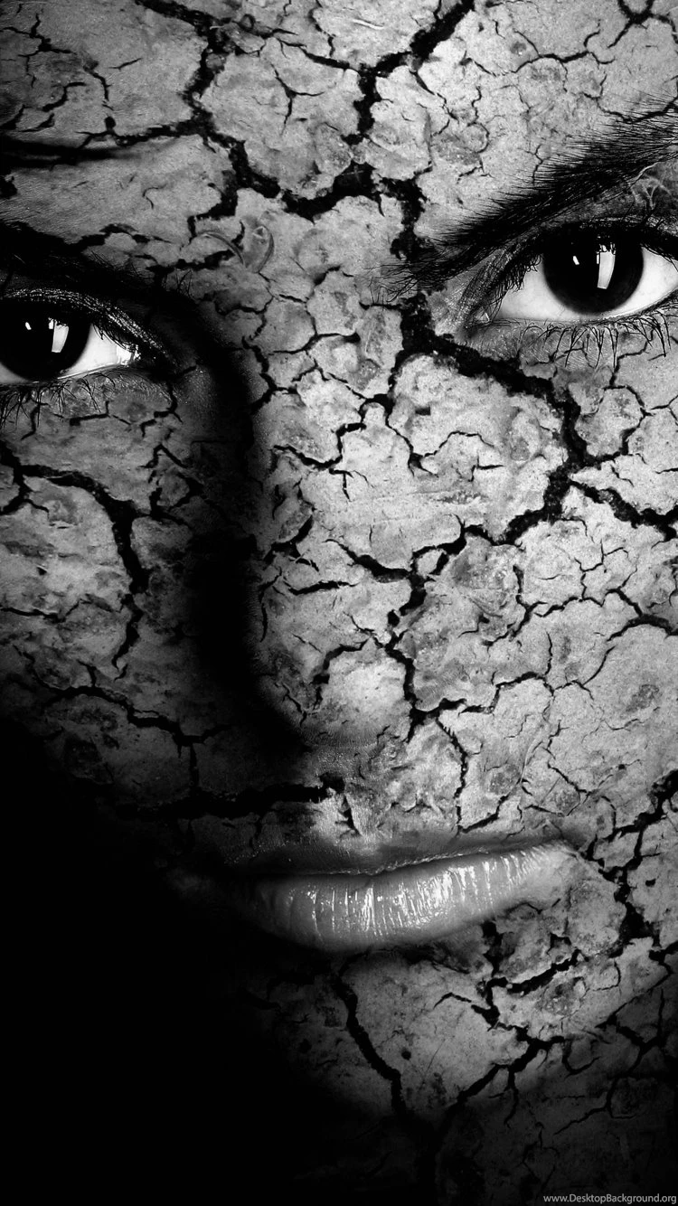 Download Wallpapers 750x1334 Girl, Face, Cracked, Black Backgrounds ...