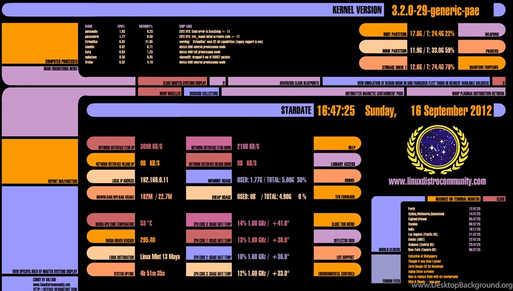 Star Trek LCARS Conky Theme Linux Ubuntu By Valtamnz On DeviantArt