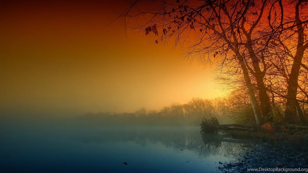 Full HD Wallpapers Fog Calm Lake Forest Autumn Sadness, Desktop ...