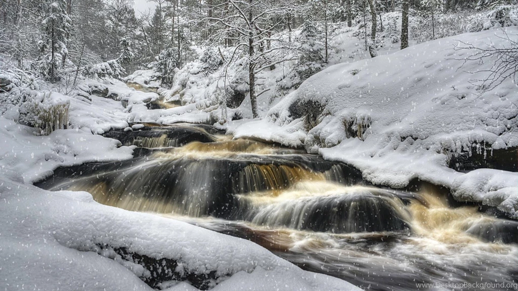 Rapid River In A Snow Storm   (
