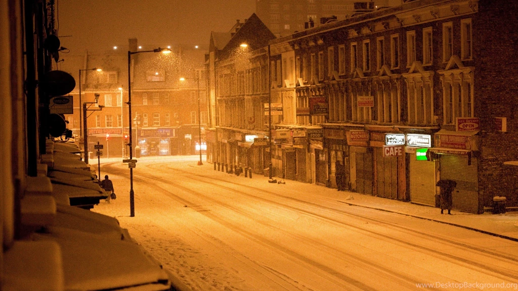 Winter, Snow, Night, London, Street :: Wallpapers