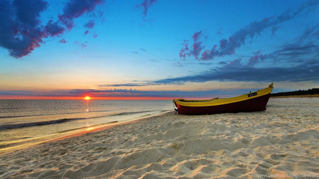 Wallpapers Sand Sea Sunset Boat 1920 X 1080 Full Hd   1920 X 1080 ...