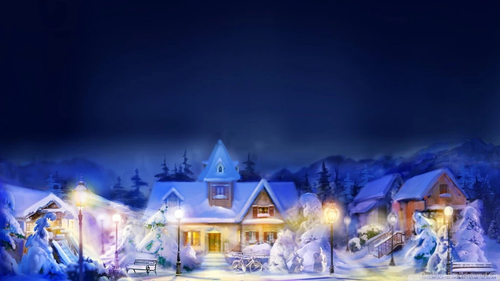 Download Christmas Town Scene Wallpapers 1920x1080