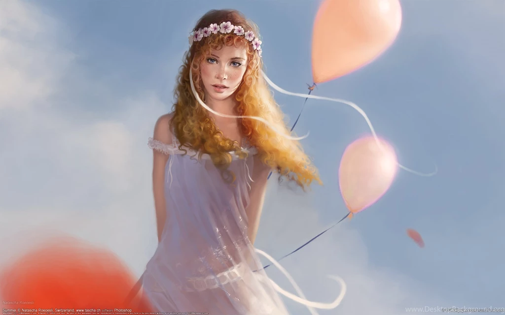 Fantasy Girl   Baloons Wallpapers