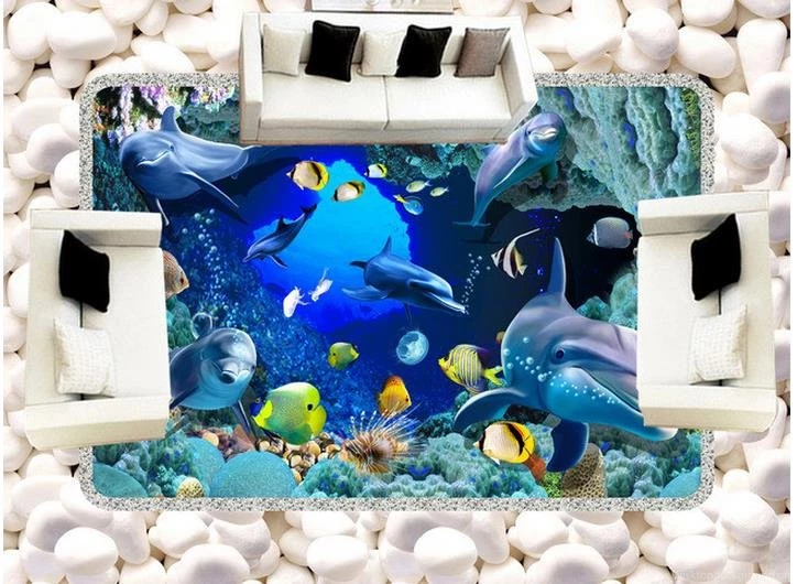 Custom Photo Floor Wallpapers 3D Stereoscopic Stone Ocean Floor 3d ...