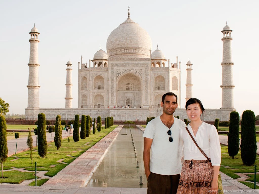 Taj mahal agra india 2 travis and sonya with the taj in the background.jpg