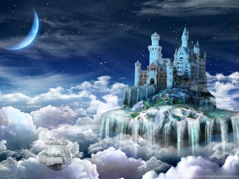 Night, Castle, Fairy Tale, Clouds, Creative Design Wallpaper,Night ...
