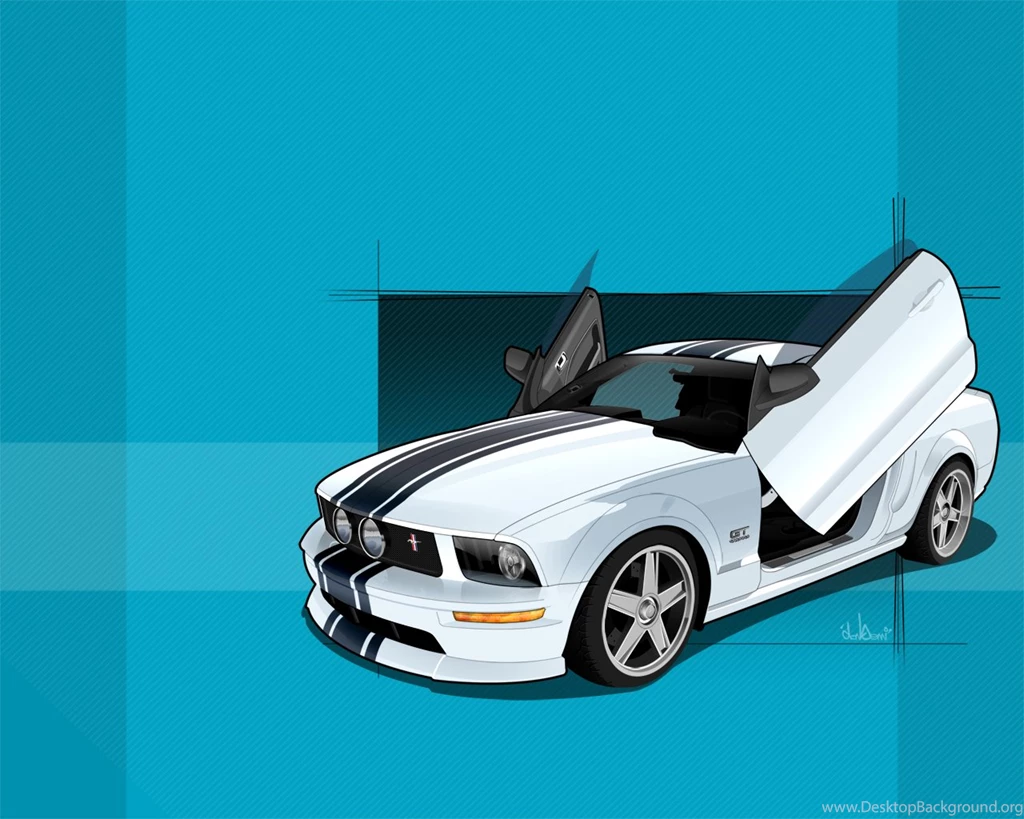 Full HD Wallpapers + Cars, Ford, Vectors, Blue, Mustang, GT