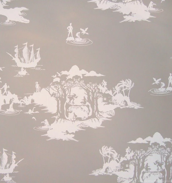 Peter Pan Wallpaper, White On Slate   Eclectic   Wallpapers   By ...