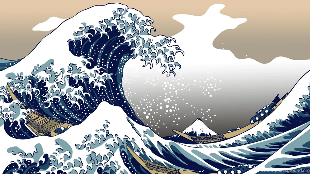 Paintings Waves Japanese Boats Vehicles The Great Wave