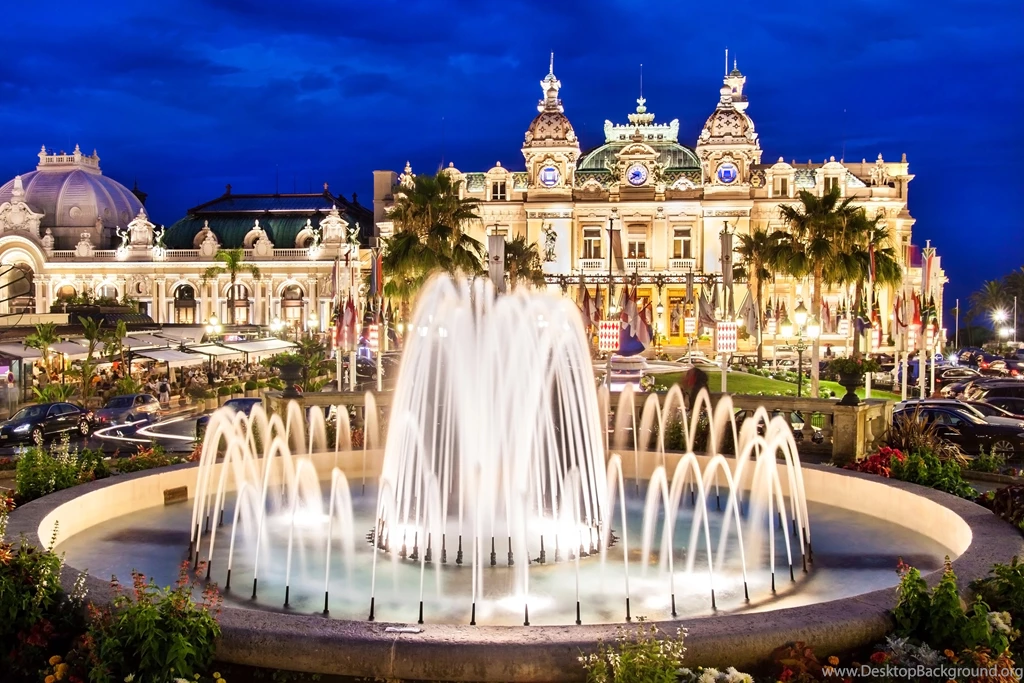 Monaco Casino With Fountain Wallpaper.