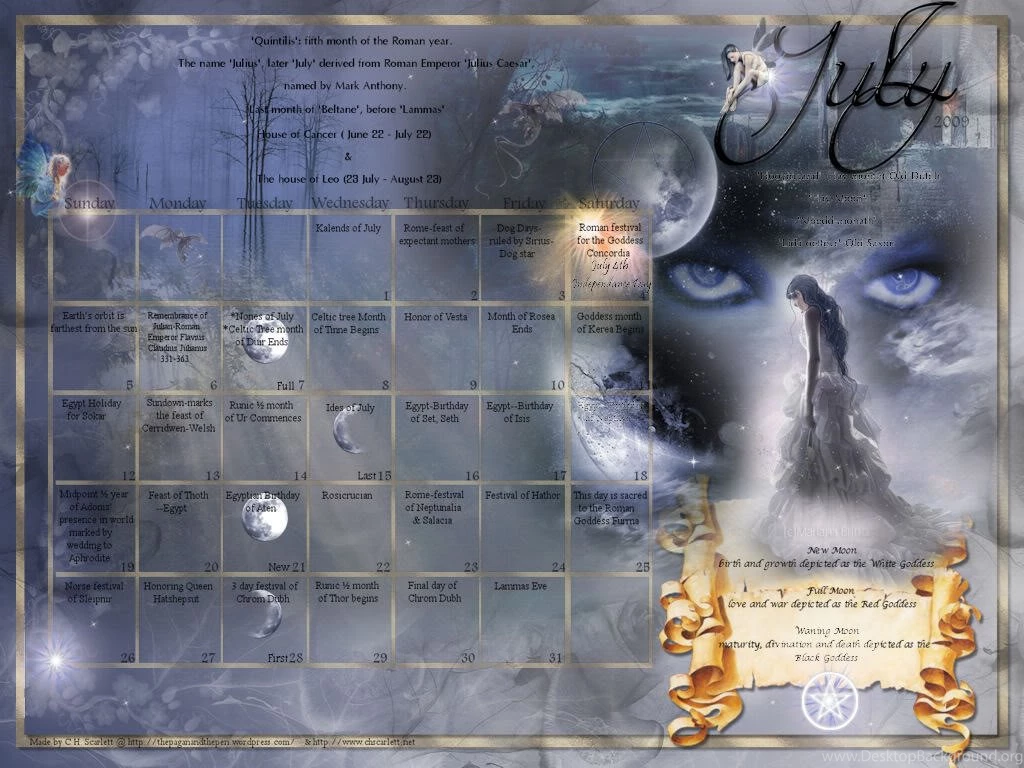 Pagan Calendar– Holidays & Desktop Wallpapers July 2009