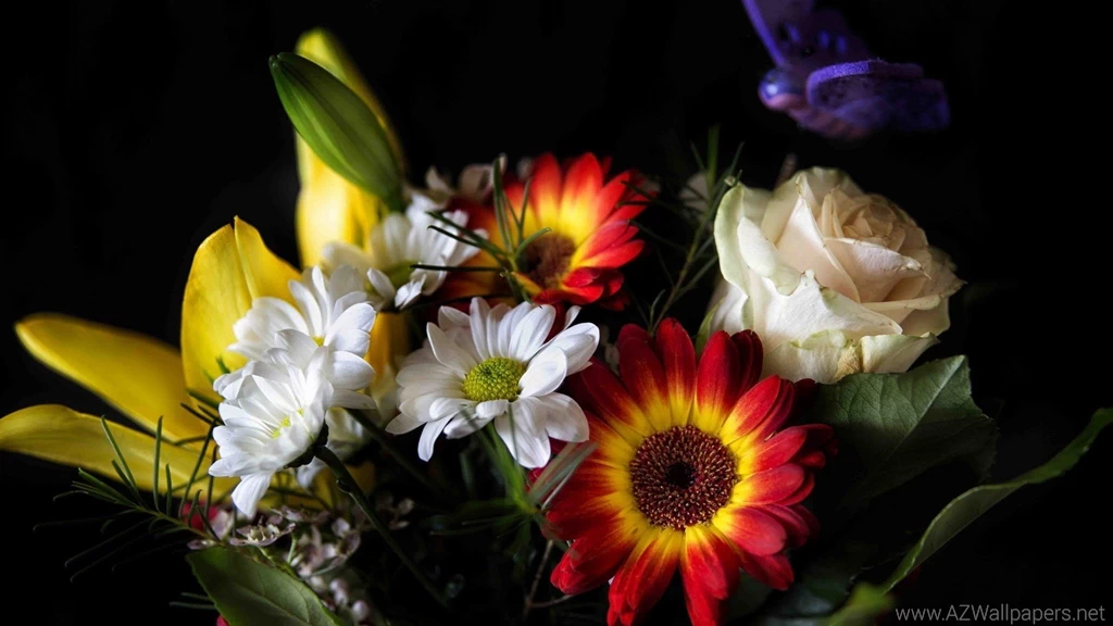 Flowers: Colorful Bouquet Flowers Bee Phone Wallpapers For High ...