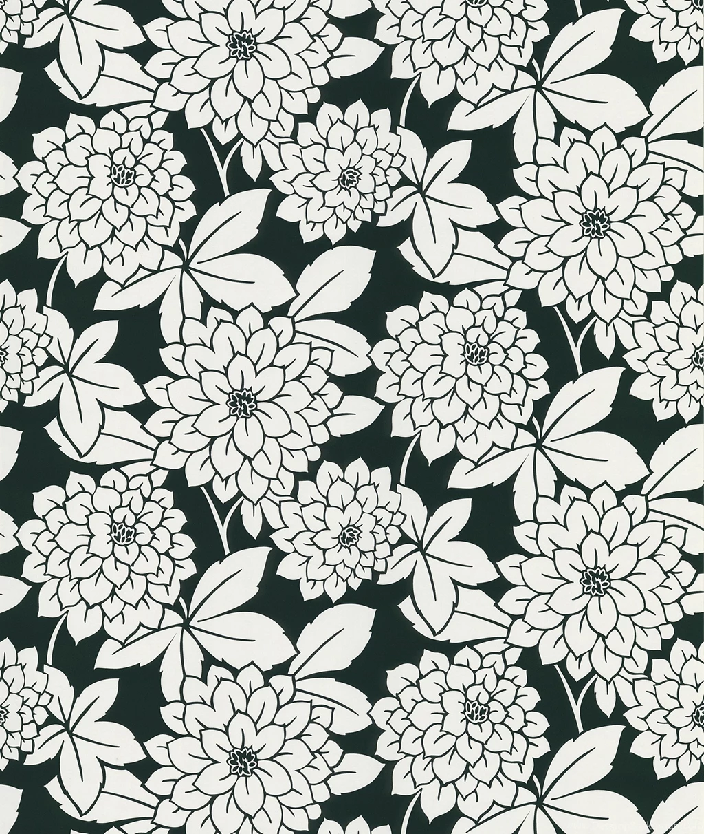 Souci Fun Floral Wallpapers In Black And White By Brewster Home ...