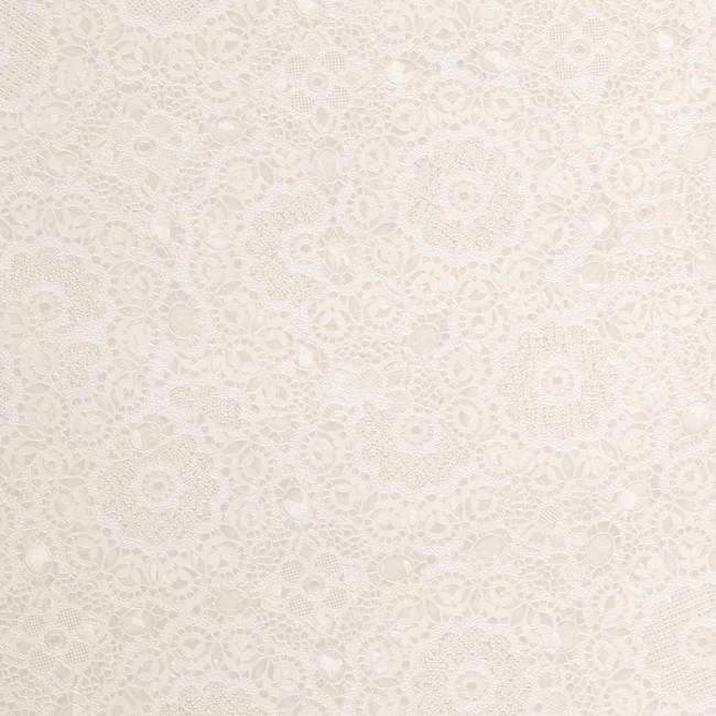 Tan White 79521 Floral Crochet Textured Embossed Wallpapers By York