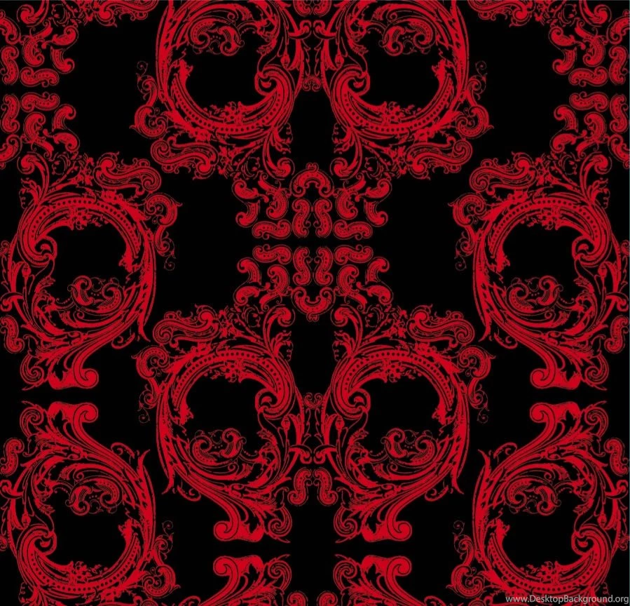 Noah's Baroque Skulls Red On Black Spooky! Pattern Design ...