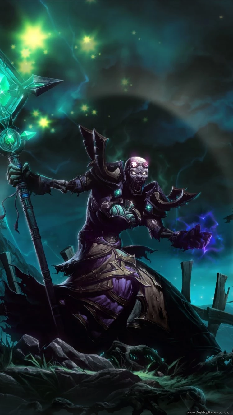 Download Wallpapers 750x1334 Necromancer, Staff, Magic, Trees ...