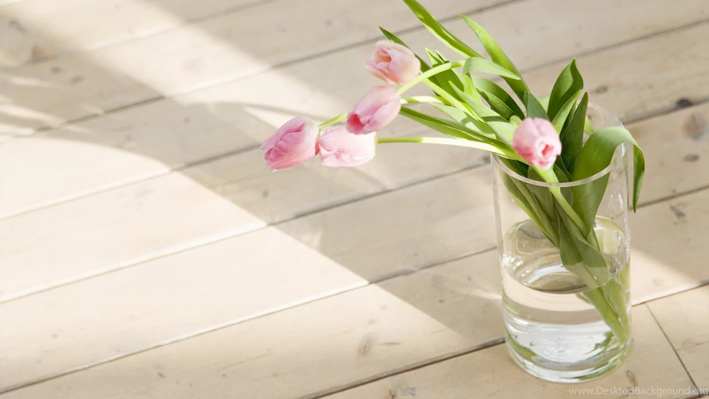 Download Wallpapers 3840x2160 Tulips, Flowers, Glass, Water, Table ...