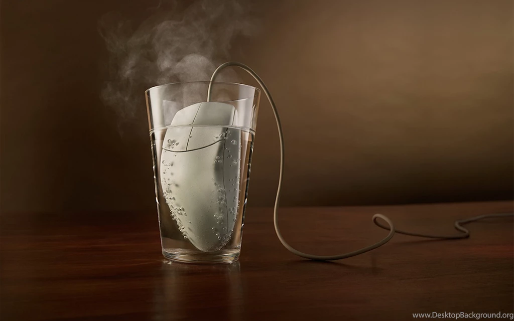 Download Wallpapers 3840x2400 Glass, Steam, Mouse, Water, Table ...