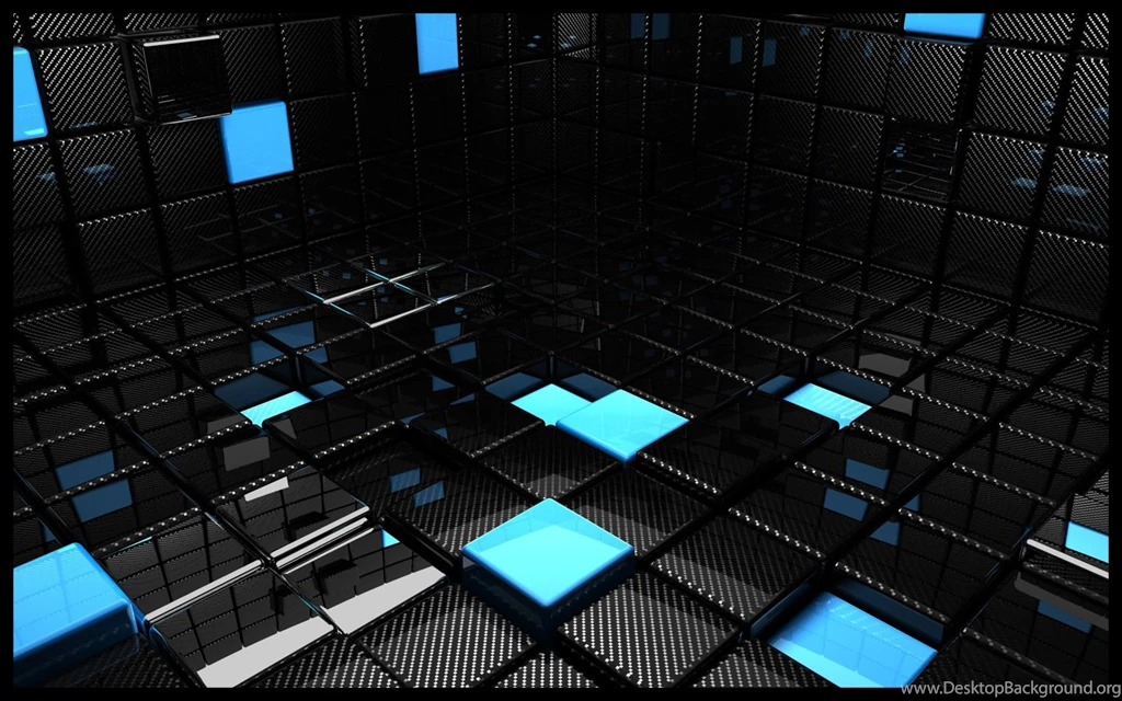 3D Black Blue Bricks Art