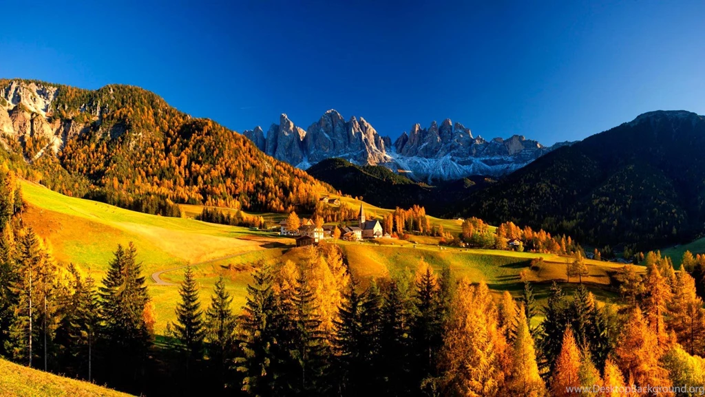 Mountain Village In Autumn (