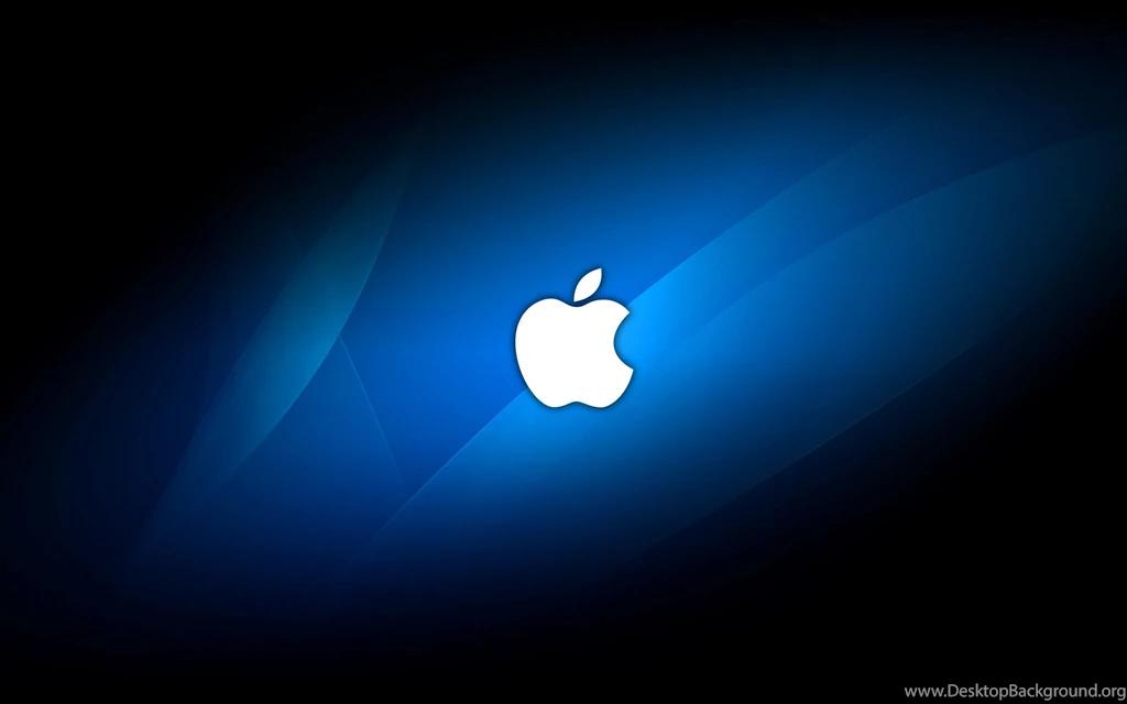Apple Company Logo In Blue Backgrounds Image