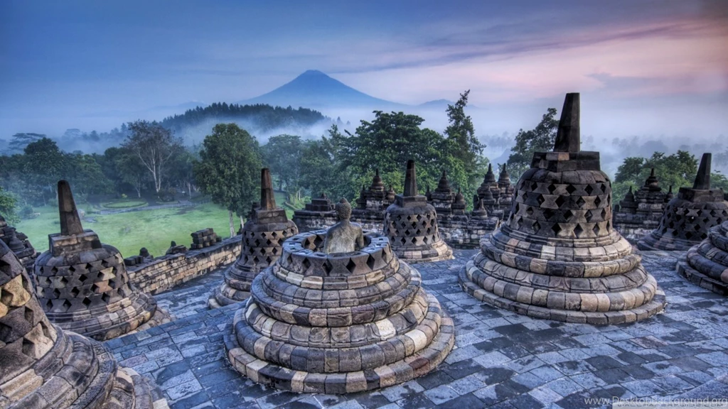 The Hidden Buddhist Temple Of Borobudur At Sunrise, Indonesia HD ...