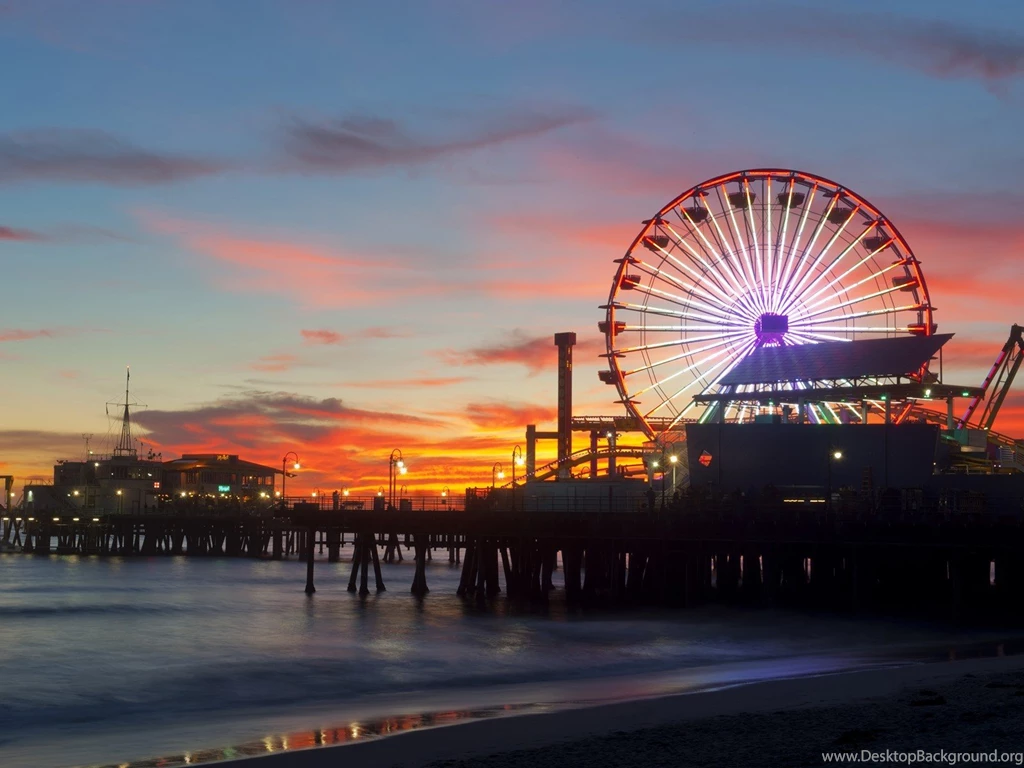 Sunset Pier California Santa Monica Wallpapers