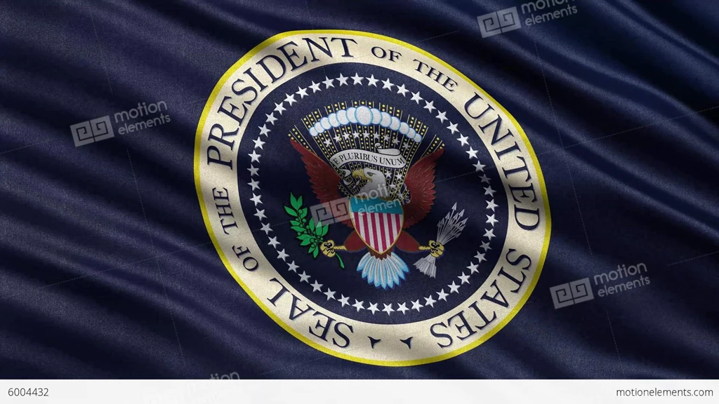 4k USA President Seal Flag Loop Stock Animation