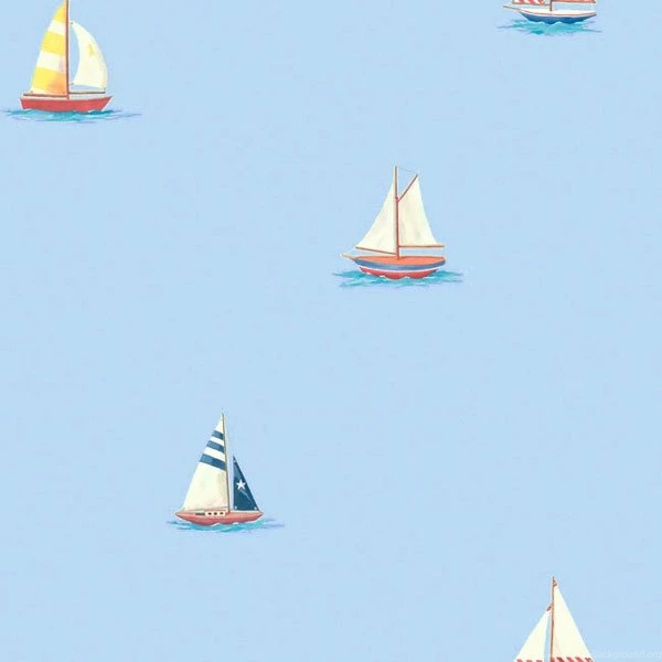 Blue Sailboats Prepasted Wallpapers Nautical Sail Boats Wall Decor