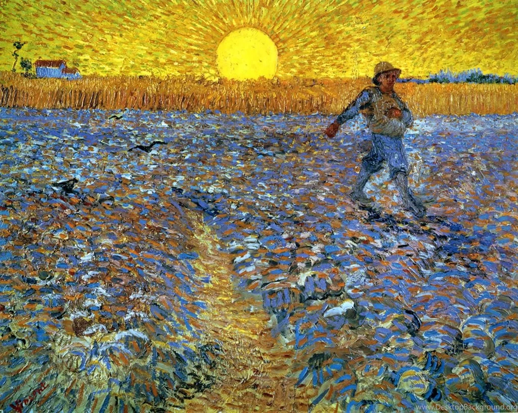 Sower With The Setting Sun   Vincent Van Gogh Paintings Wallpapers ...