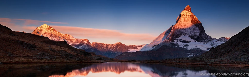 Landscape, Mountain, Sunset, Snow, Lake, Multiple Display, Nature ...