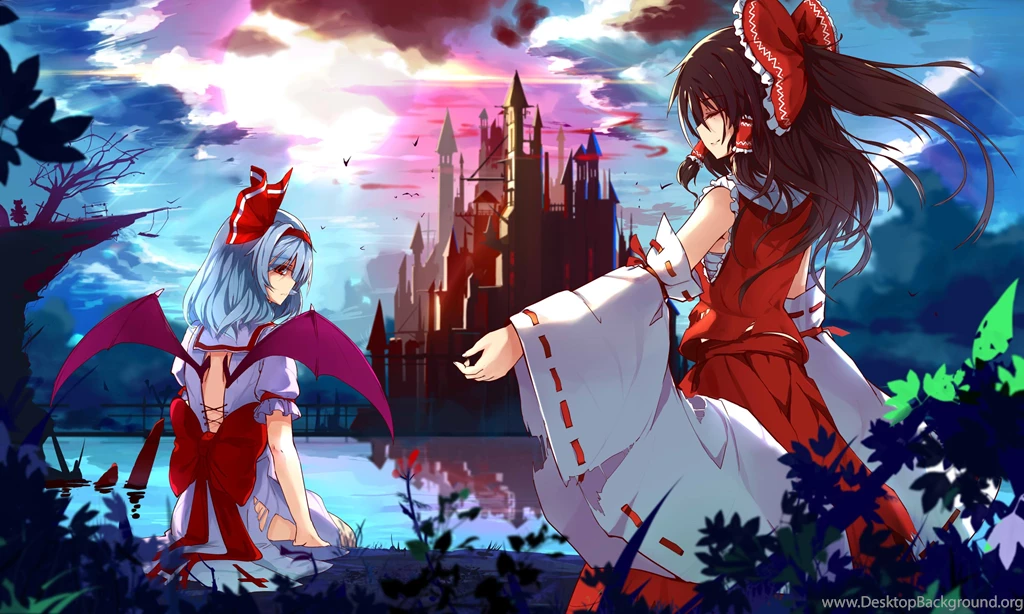 Touhou Shrine Miko Gate Brooms Hakurei Reimu Torii Shrine Maiden ...