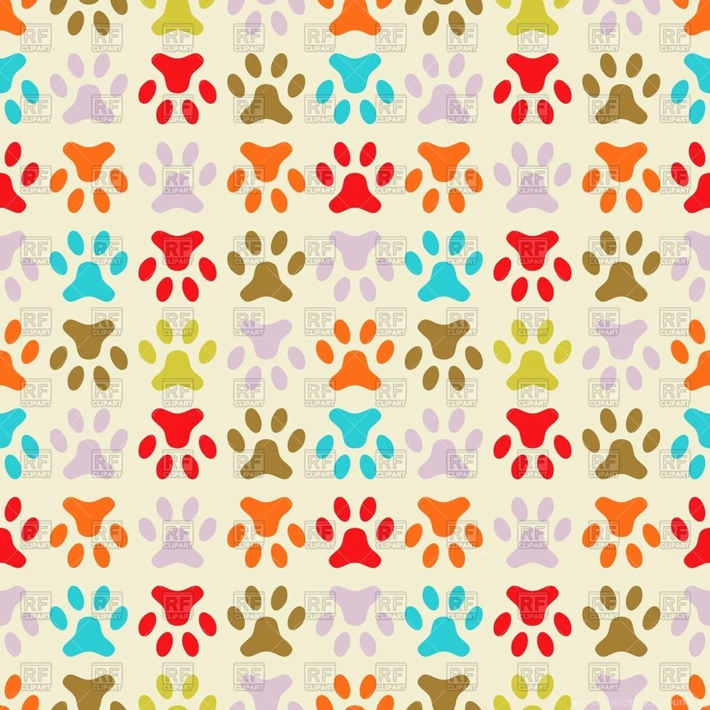 Colorful Wallpapers With Dog's Paw Prints, Download Royalty Free ...