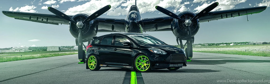 Download Wallpapers 3840x1200 Ford Focus, St, Ford, Plane, Runway ...