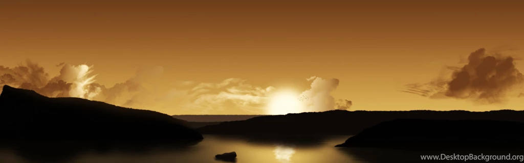 Multi Monitor Dual Screen Landscapes Lakes Cg Digital Art Sky ...