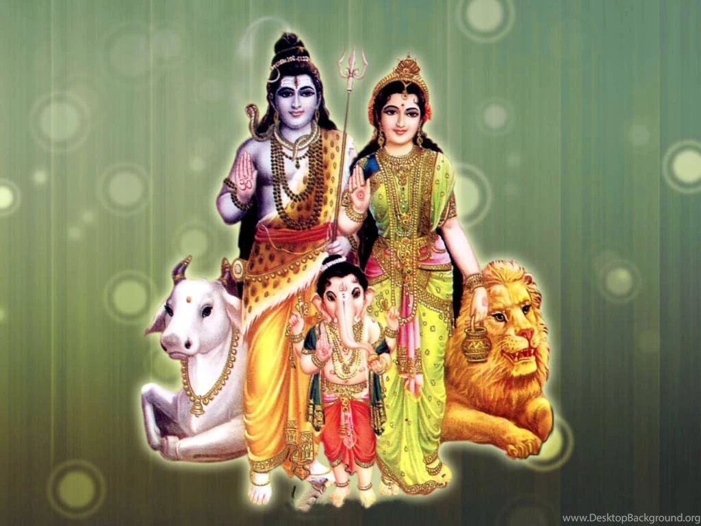Wallpapers Shiva Nandi God Parvati Ganesh 1024x768
