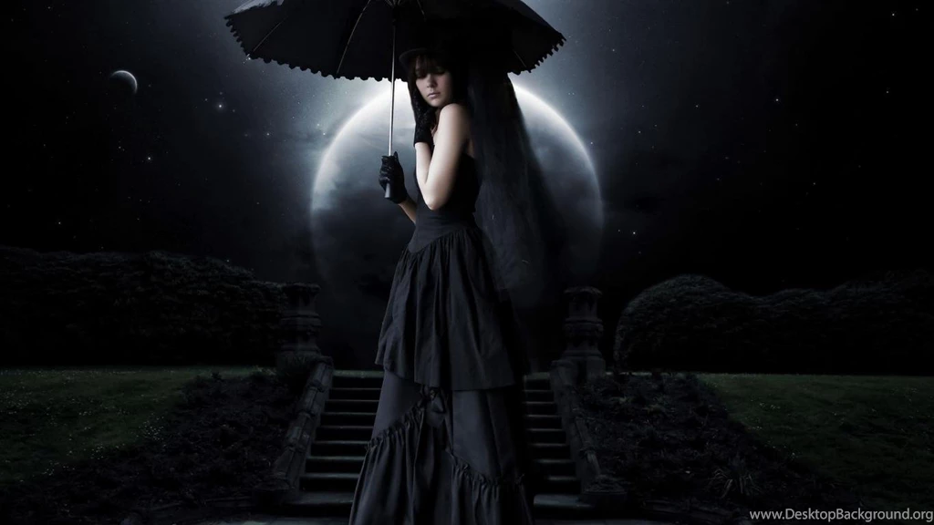 Wallpapers Gotich Gothic Woman Moon Hd Get 1366x768