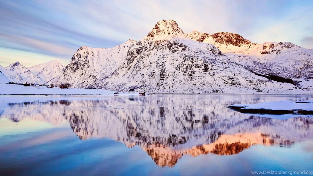 1366x768 Snow, Flakstad__ya Fjord, The Sky, Winter, Mountains ...
