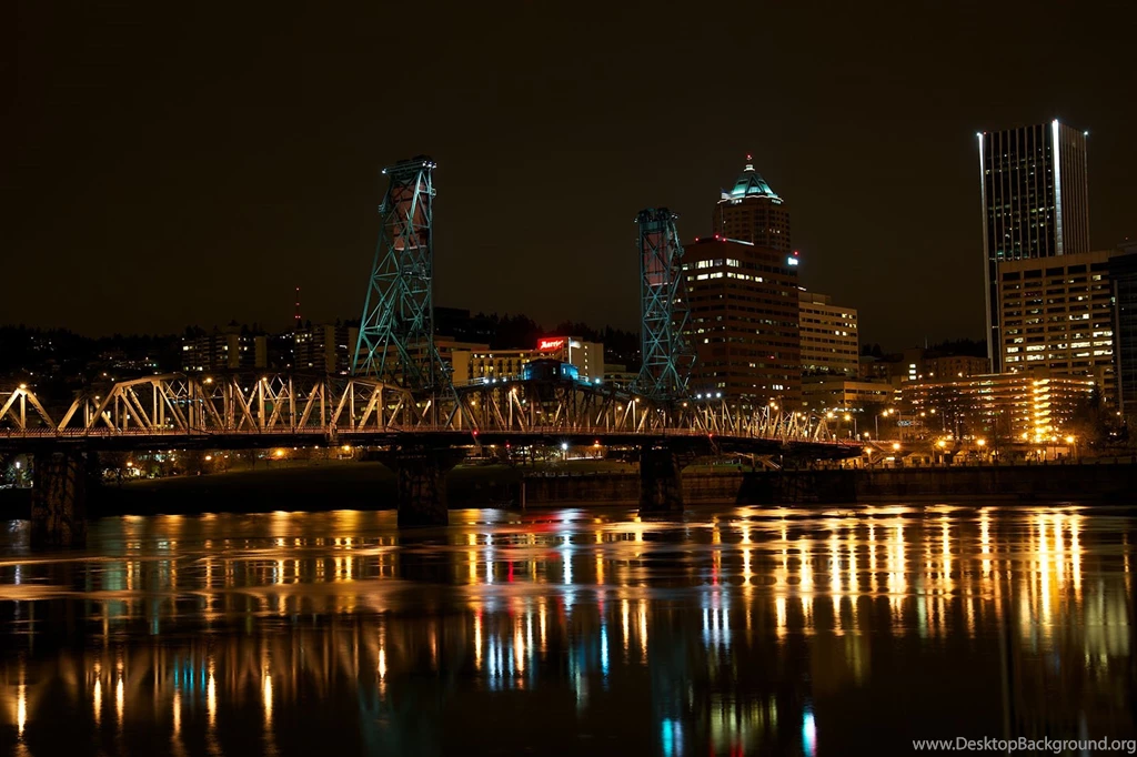 Portland Skyline Night   Wallpaper.