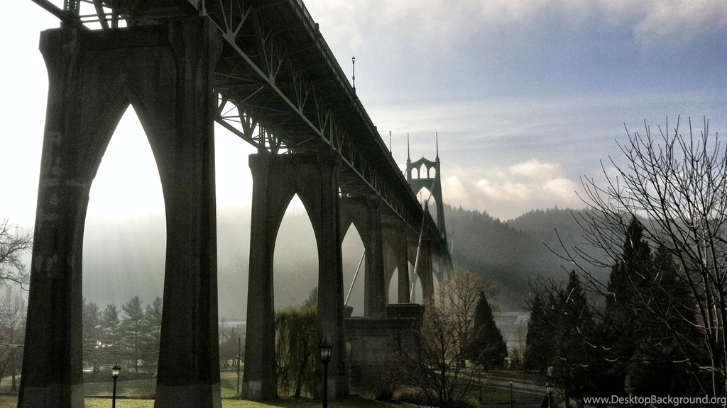 Green Trees Bridges Oregon Portland Parks Rivers Wallpapers