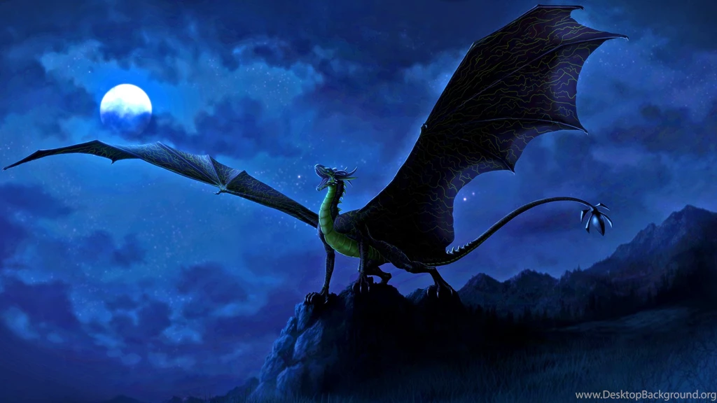 Dragon, Magic, Dark, Moon, Fantasy :: Wallpapers
