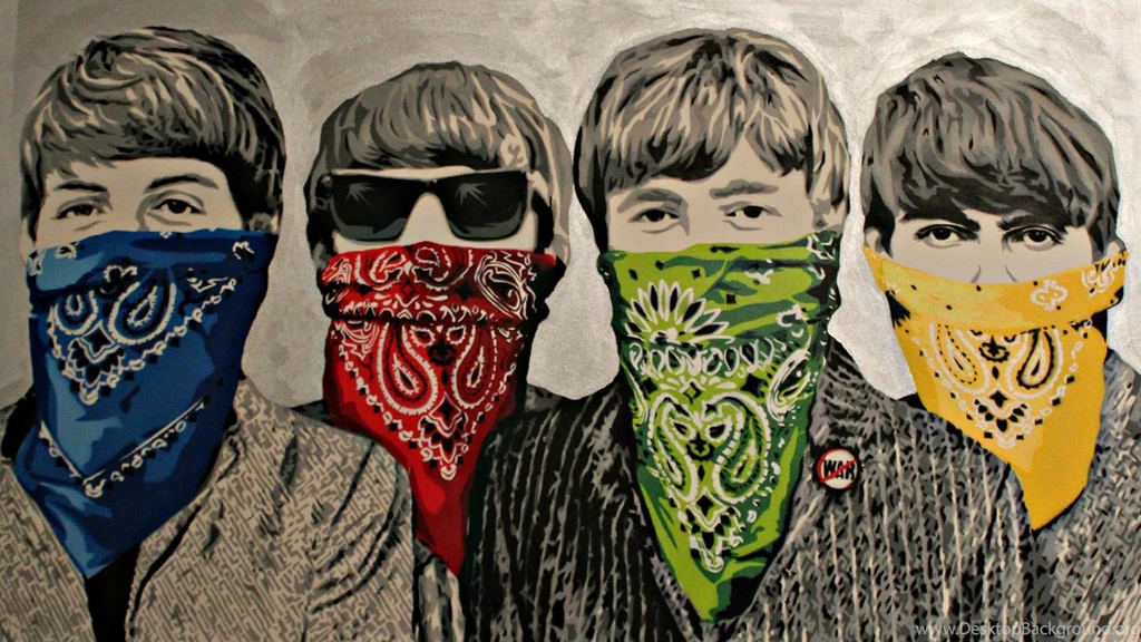 1366x768 Banksy Beatles Band In Bandanna, Beatles, Bandanna ...