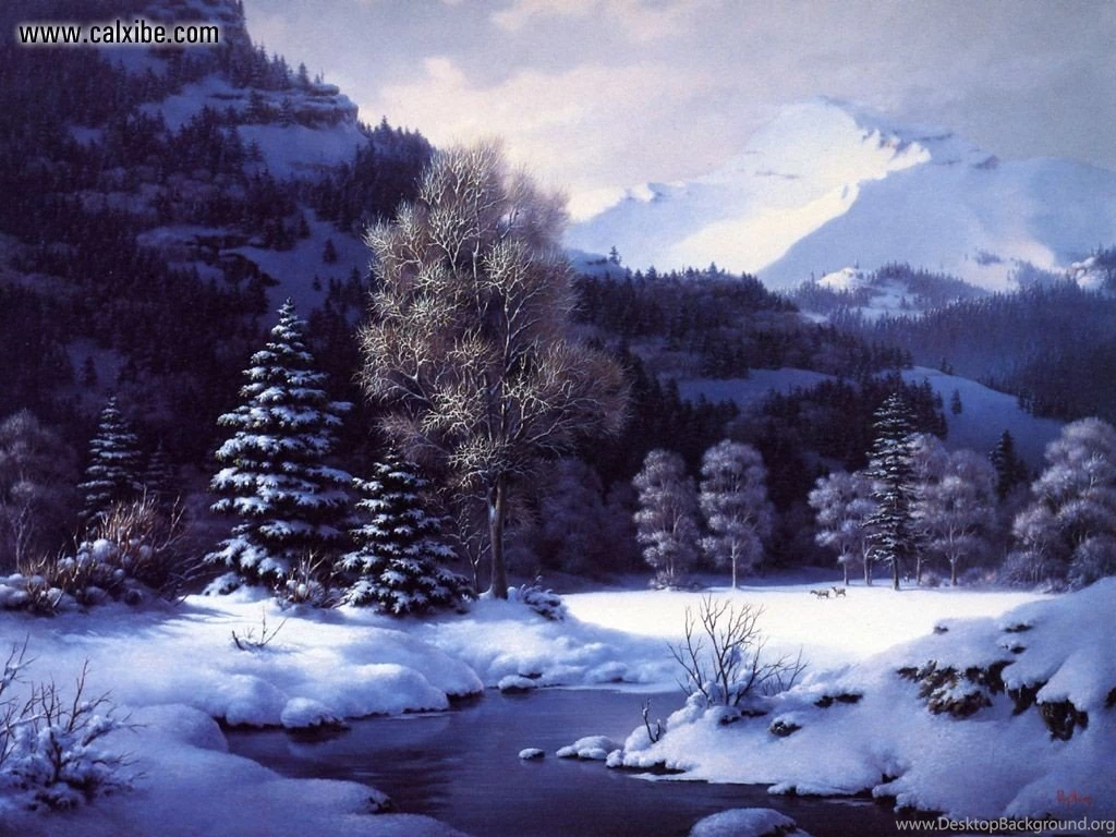 Winter Snow Crowned Silence Winter Mountain Stream Desktop ...