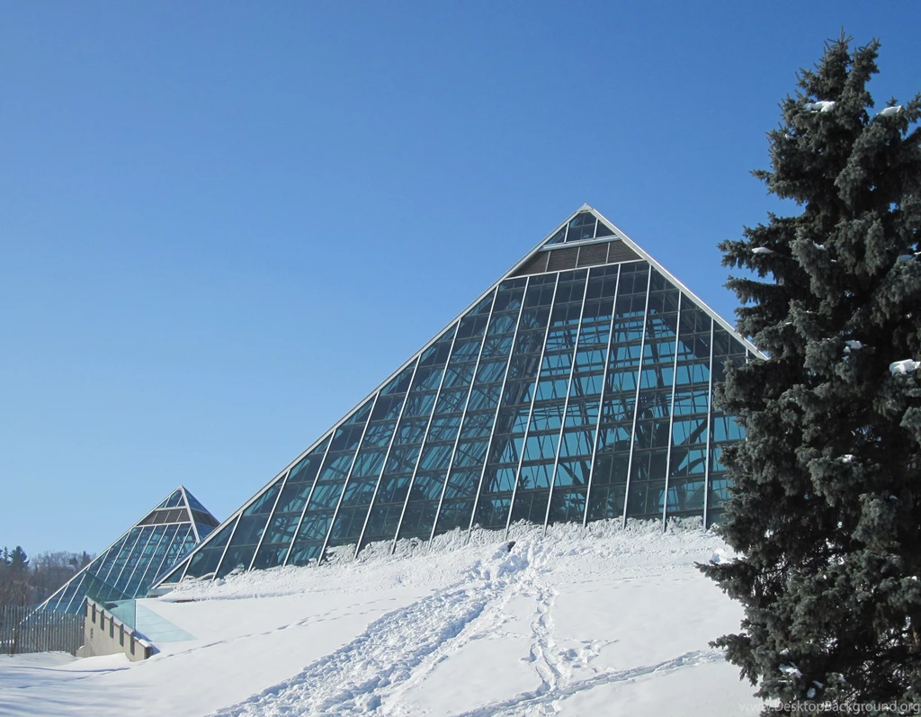 Winter: Blue Sky Pyramids Edmonton Snow Photography Glass Tree ...