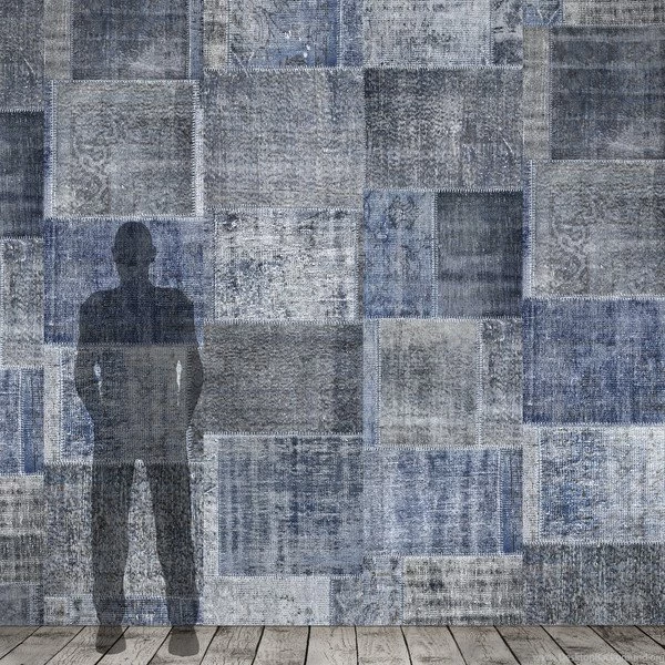Patchwork Manly Wallpapers Papier Peint Patchwork Bleu