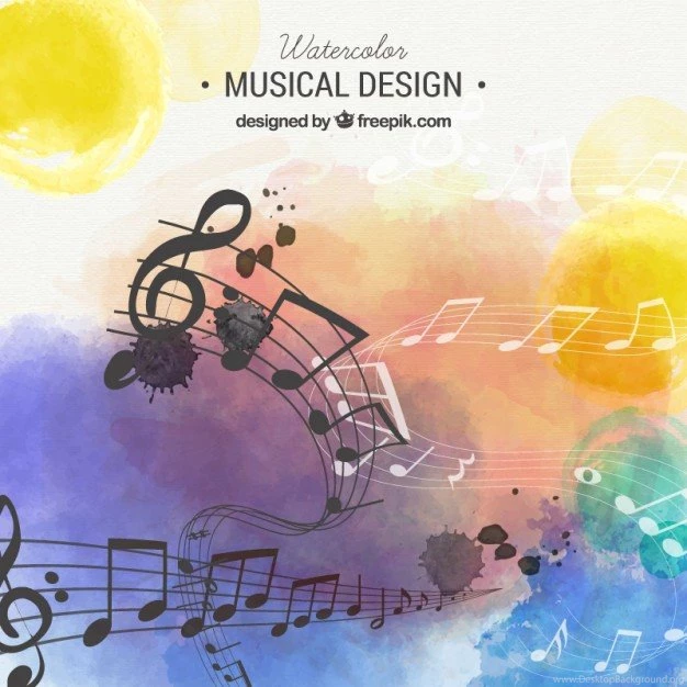 Watercolor Musical Backgrounds Vector