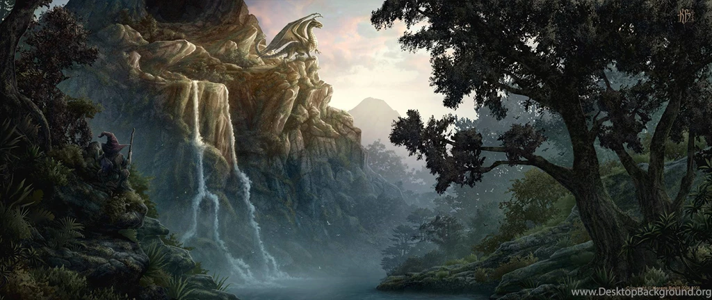 Dragons Forest Waterfall Cliff Wallpapers (